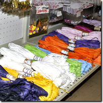 Assorted giftwrapping accessories, material and decorations sold at Janelco 